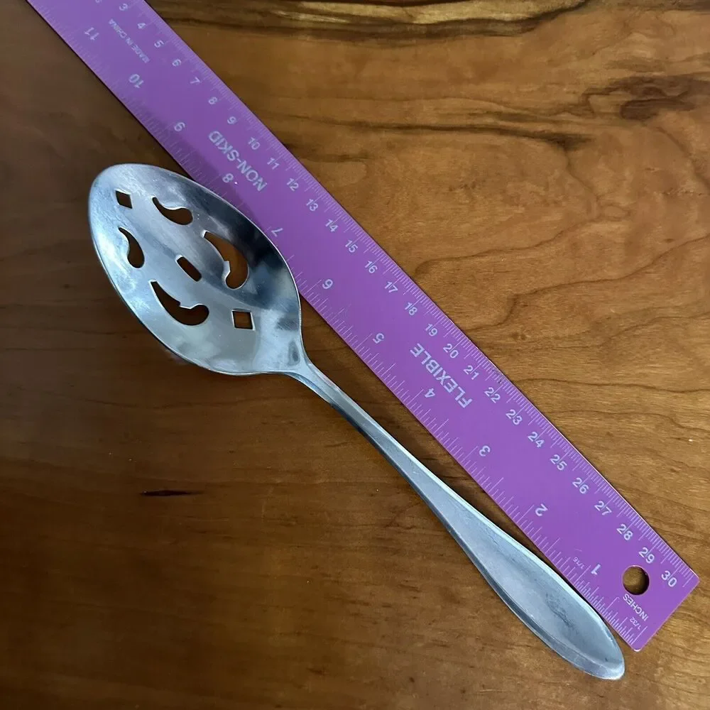 Gibson Stainless Steel Pierced Serving Spoon - Simple Smooth Handle